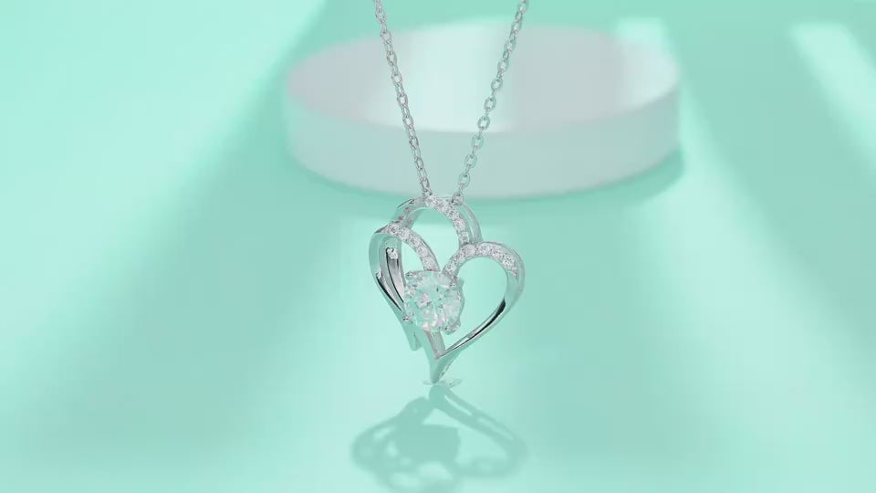 1Heart To Heart - A Fashionable And Luxurious Diamond Jewelry Pendant Set With 1-carat Moissan Diamond S925 Sterling Silver And Platinum Plating Prohibit TikTok sales