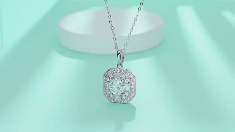 1Small Square Bag - A Fashionable And Luxurious Diamond Jewelry Piece Set With 1-carat Moissan Diamond S925 Sterling Silver And Platinum-plated Pendant Prohibit Tk Sales