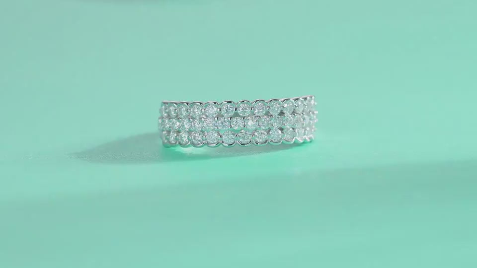 1Multi-row Diamond Ring Luxury Fashion Set Moissanite Silver Ring Prohibit Tk Sales