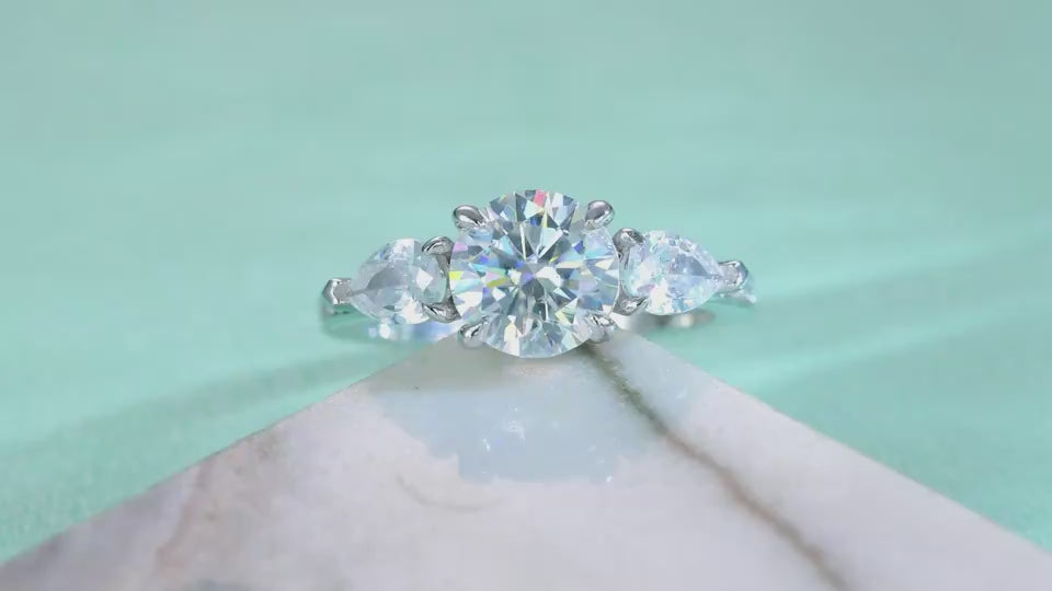1Large Diamond Ring Luxury Fashion Set Moissanite Silver Ring Prohibit Tk Sales
