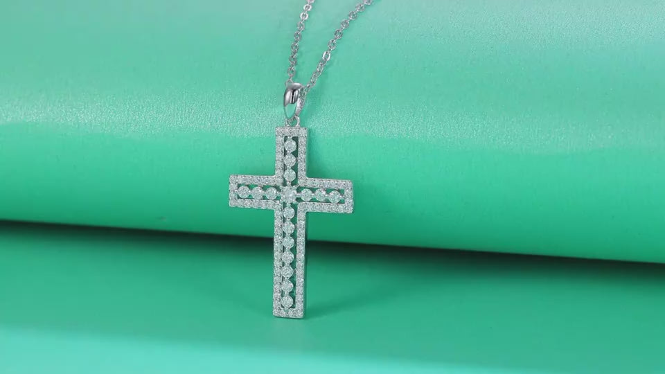 1Shelter - Fashionable Jewelry Pendant Set With Moissanite S925 Sterling Silver And Platinum-plated Cross Diamond, Moissanite Silver Jewelry Prohibit Tk Sales